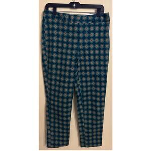 Lands End women’s printed cotton pants ankle high rise blue size 6